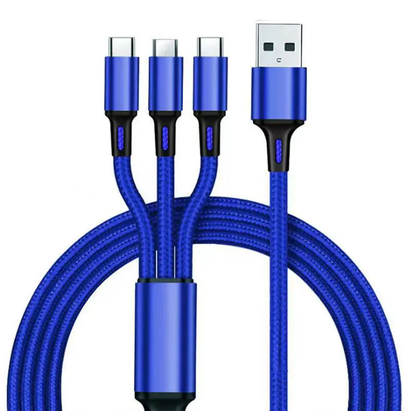 Best Selling cable 3 in 1 Nylon Braid Multiple USB charging CABLE Data Cable For iphone