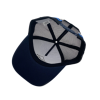 Casquette de camionneur en maille avec étiquette brodée 3D personnalisée, casquette de camionneur en maille à profil haut 5 panneaux, casquette de camionneur à pression de haute qualité Navy