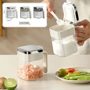 Household Kitchen BBQ Food Seasoning Powder Spices <b>Pot</b> Storage Box 380ml Glass Spice Jars Container With Stainless Steel Lid - Product Image 1