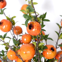 Buah delima buatan, 6 Kepala Cabang kering buah buatan dekorasi rumah ornamen bunga delima busa Berry