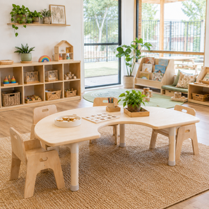 Ensemble de <span class=keywords><strong>table</strong></span> et chaises en bois pour garderie, mobilier d'activités pour enfants, préscolaire, maternelle, salle de classe, équipement d'apprentissage en groupe, matériel de surveillance des enfants - Product Image 1