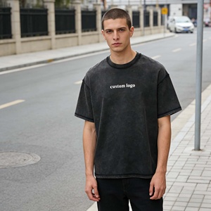 T-shirt pour homme en coton 100% à manches courtes, coupe classique, style streetwear, respirant, avec impression sérigraphiée effet délavé à l'acide et motif lettres. - Product Image 3