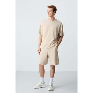 Conjunto de Pantalones Cortos Básicos para Hombre, de Algodón Beige, Gruesos, Suaves, con Textura y Ajuste Cómodo - 85257 - Beige/beige - Product Image 1
