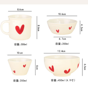 Cangkir Teh Kopi Keramik Bentuk Hati Lukis Tangan Merah Unik Lucu 300ml dengan Logo Kustom dan Piring untuk Hadiah Hari Valentine - Product Image 5