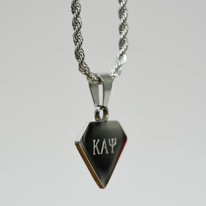 Collier avec pendentif en forme de lettre grecque et diamant, chaîne en corde, bijoux gravés pour fraternité et sororité, en acier inoxydable, vente en gros - Product Image 2