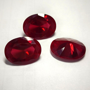 รูปทรงวงรี 15x20 มม. 5 #    พลอยสีแดงสังเคราะห์ คอรันดัม สำหรับทำเครื่องประดับ - Product Image 4