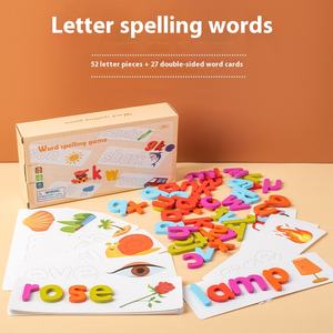 Jeu de blocs de construction en bois, jouets éducatifs amusants et transfrontaliers pour l'orthographe des mots, cartes cognitives, PK, 26 lettres anglaises - Product Image 6