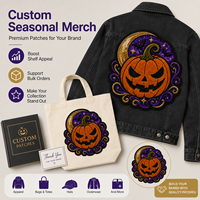 Lot de patchs brodés personnalisés en chenille et sequins, motif citrouille d'Halloween, pour vestes, sacs fourre-tout, chapeaux – Cadeau événementiel saisonnier en gros