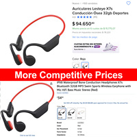 Écouteurs Bluetooth à conduction osseuse X7S étanches IPX8 pour la natation et le surf avec lecteur MP3 sous-marin 32 Go, écouteurs sans fil