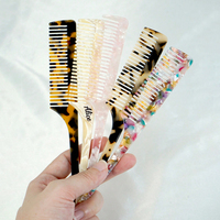 Peigne en acétate de cellulose de queue de rat personnalisé professionnel peigne à dents larges mince séparation facile des cheveux peigne à cheveux en acétate en plastique