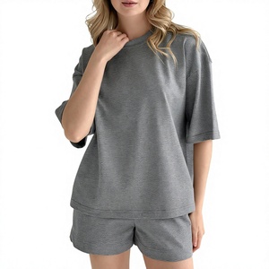 Conjunto de Camiseta y Pantalones Cortos Extra Grandes de Algodón 100% Puro para Mujer, Ropa de Estar Transpirable de Punto para Verano, Conjunto Casual de Dos Piezas - Product Image 6