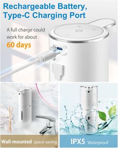 <span class=keywords><strong>Dispensador</strong></span> <span class=keywords><strong>de</strong></span> jabón sin contacto montado en la pared CF 4 niveles ajustable líquido manos libres USB <span class=keywords><strong>recargable</strong></span> <span class=keywords><strong>dispensador</strong></span> <span class=keywords><strong>de</strong></span> jabón - Product Image 5