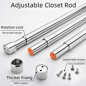 Barres de placard réglables en acier inoxydable, organisateur de vêtements robuste pour armoires, <span class=keywords><strong>barre</strong></span> de suspension pour vêtements, tringle de suspension pour placard - Product Image 3