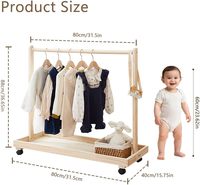Maßgefertigter Holz-Kleiderständer für Babys und Kleinkinder aus Bambus mit Ablage und Kleiderstange für Kinderzimmer