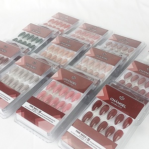 Nouvelle conception, ongles press-on colorés de style français, couvrance totale, en ABS, marque OEM avec emballage pour application sur les doigts - Product Image 4