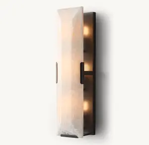 Sunwe Indoor Marble LED Wall Lamp Lighting Fixture Modern Bedroom Bedside Black Harlow Calcite Sconce