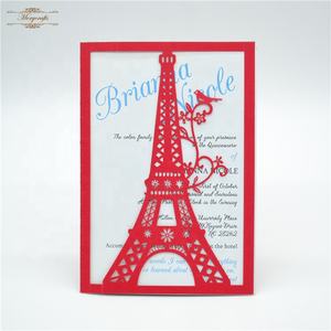 การ์ดเชิญงานฉลองครบรอบแต่งงานลายหอไอเฟลแบบตัดด้วยเลเซอร์ - Product Image 4