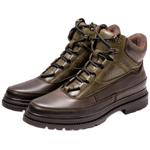 Retro <strong>Work</strong> <strong>Boots</strong> Men's First Layer Cowhide Round Head Winter Mid-calf Anti-slip Wear-resistant Outdoor Rubber Outsole - Product Image 5