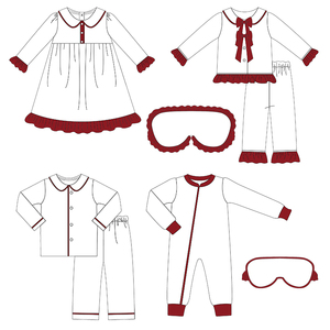 Pyjamas <span class=keywords><strong>de</strong></span> Noël pour enfants avec col claudine et manches longues en tissu personnalisé, <span class=keywords><strong>robe</strong></span> <span class=keywords><strong>de</strong></span> <span class=keywords><strong>nuit</strong></span> en coton pour petite fille - Product Image 1