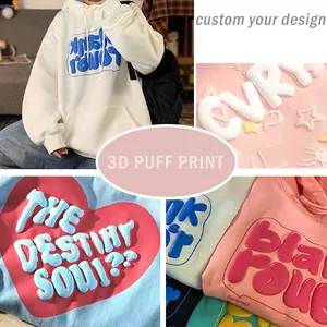 Unisex Puff Printing T-Shirt Herstellung Männer Bio-Baumwolle Letter Graphic Tees Benutzer definierte Frauen gedruckt 3D Puff Print T-Shirts