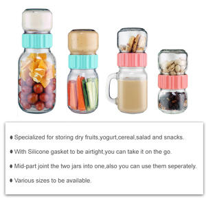 <span class=keywords><strong>Easylife</strong></span> Best-seller bocal Mason en verre avec poignée 550ml/250ml <span class=keywords><strong>2</strong></span>-en-1 bocal Mason en verre à emporter - Product Image 2