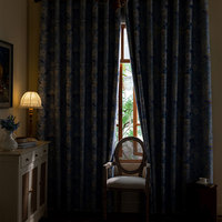 Rideaux imprimés en polyester à motifs floraux aquarelle bleu clair American Fresh pour salon, chambre et décoration intérieure