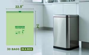 Bolsas de Basura Compostables Huamaohengchun de 8 Galones con Cordón, 30.3 Litros, 30 Unidades, 1 Mil, Bolsas Resistentes para Desechos de Alimentos - Product Image 4