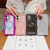 Coque de téléphone magnétique transparente mate à paillettes, antichoc aux quatre coins, pour iPhone 17 18 16