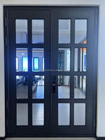 Porte de restaurant en verre trempé à double battant, design postmoderne style KFC, en alliage d'aluminium, avec charnières au sol de style couronne