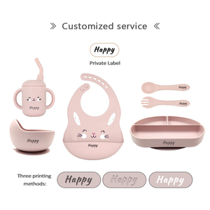 Juego de alimentación para bebés de 6 piezas con cubiertos, plato de silicona de grado alimenticio, libre de BPA, ecológico, RTS en stock, logotipo personalizado - Product Image 6