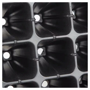 Vassoio per Semina in Plastica Nera Biodegradabile Resistente, Quadrato, con 128 Celle per Germinazione - Product Image 2
