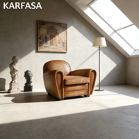 Fauteuil carré rétro en cuir vintage, style aviateur, pieds en bois, confortable, salon, chambre à coucher, salle à manger, école, fonction de refroidissement, maison