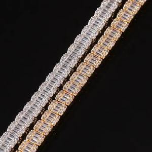 Hip Hop Zircone Baguette Bracelet Hommes Diamant Tennis Bracelet Chanteurs Rappeurs Bling Cz Bracelets - Product Image 3