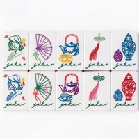 Set Mahjong Lukis Tangan Grosir Desain Vintage Mutiara Hijau Lengkap dengan Tas untuk Dewasa untuk Pesta