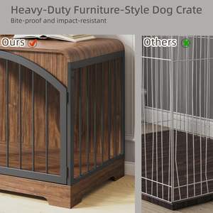 กรงสัตว์เลี้ยงไม้สไตล์บ้านไร่ กรงสุนัขขนาดเล็ก เฟอร์นิเจอร์สัตว์เลี้ยงตกแต่งบ้าน โต๊ะข้างเตียง ผสมผสานเหล็กและไม้ สีน้ำตาลวินเทจ - Product Image 5