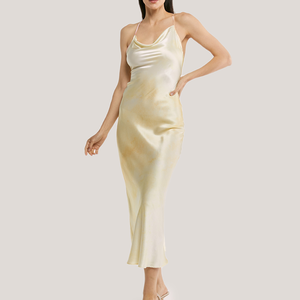 <span class=keywords><strong>Vestido</strong></span> de cóctel personalizado de satén de acetato sin <span class=keywords><strong>espalda</strong></span> de cintura alta para Falda <span class=keywords><strong>larga</strong></span> de mujer - Product Image 4
