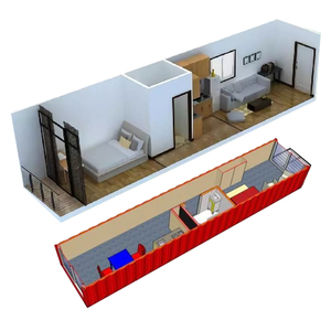 Bureau à plat mobile petites maisons de luxe de 40 pieds maisons préfabriquées maisons portables maison en conteneur de 2 chambres - Product Image 1