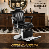 Fauteuil de Barbier Vintage Robuste pour Hommes, Fauteuil de Salon Noir Chromé Inclinable avec Grande Pompe, Approvisionnement Direct Usine