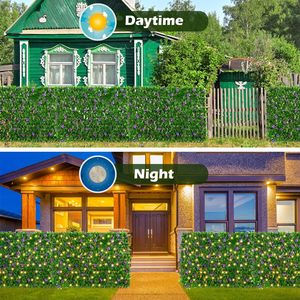 Năng lượng mặt trời chuỗi đèn cho mở rộng hàng rào không thấm nước Ivy riêng tư màn hình nhân Tạo Lá <span class=keywords><strong>Faux</strong></span> trumpet hoa violet hàng rào - Product Image 4