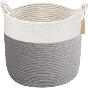Cotton Rope Woven Basket With Handles for Shelves Toys Book cloth Storage Baskets for Organizing Nursery Basket