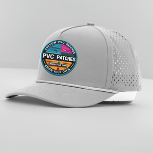 Gorra de camionero personalizada con logo de parche de PVC/goma, gorras de béisbol con corte láser, perforada, estilo Hip Hop, unisex, de 5 paneles, con cuerda, gorra de golf, gorra de papá - Product Image 1
