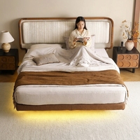 Lit King Size Double en Bois Massif Style Médiéval avec Sommier Capitonnée, Haute Qualité pour Chambre Parentale, Vente en Gros Direct Usine