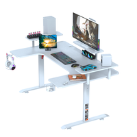Beisijie blanc U forme rvb lumière bureau de jeu lecteur à domicile bureau de jeu avec porte-gobelet Table de jeu