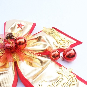 Adornos navideños Lazos rojos dorados Lazos navideños pequeños y grandes con purpurina Bowknots para adornos colgantes de árboles de Navidad - Product Image 2