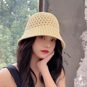 Sombrero de pescador de punto transpirable para mujer, sombrero plegable con protección solar para uso en exteriores, Material de algodón - Product Image 3