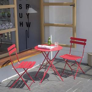 Set Bistrot Moderno Pieghevole in Ferro a 3 Pezzi, Tavolo e Sedie da Giardino per Balcone o Uso Caffè - Product Image 6