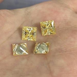 Pierres précieuses en zircone cubique de qualité 5A, couleur jaune clair, forme carrée, taille princesse, pierres CZ synthétiques, perles pour bijoux - Product Image 5