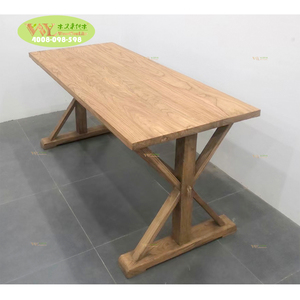 Khai hoang gỗ bàn ăn x Bảng chân handmade mộc mạc tái chế nhà bếp bàn ăn với x chân để bán - Product Image 1