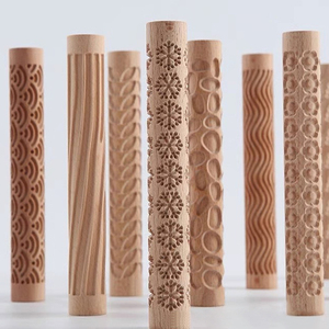 Montessori bé giáo dục cảm giác chơi đồ chơi cho trẻ em học gốm thủ công đất sét con lăn bằng gỗ - Product Image 2