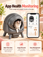 Kotak Pasir Kucing Otomatis dengan Pembersihan Sendiri, Kontrol Aplikasi, dan Sensor Keamanan untuk Banyak Kucing